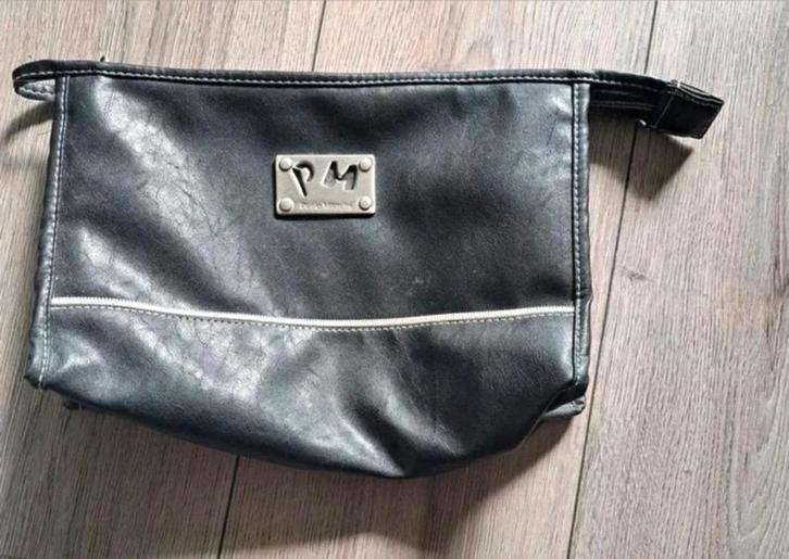 Zwarte kunstleren toilettas / etui van Paolo Mancini, Sieraden, Tassen en Uiterlijk, Toilettassen, Zo goed als nieuw, Heer of Dame