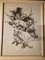 Rien Poortvliet  Vossen in het bos  druk op doek, Antiek en Kunst, Ophalen of Verzenden