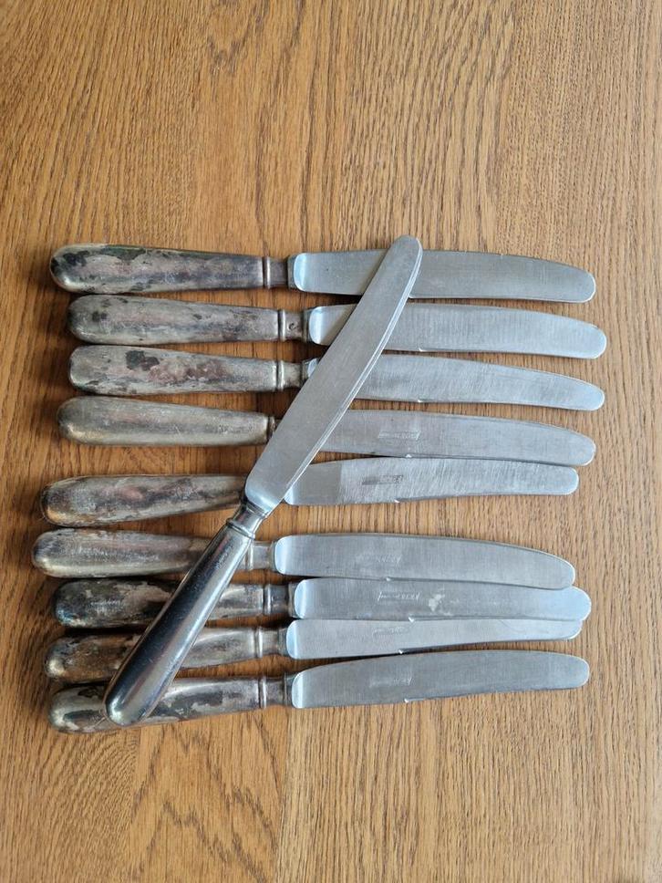 10 Gero Tafelmessen Verzilverd H Gero 90, Antiek en Kunst, Antiek | Bestek, Ophalen of Verzenden