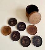 Japans kersenhouten onderzetter set in doos, Antiek en Kunst, Ophalen of Verzenden