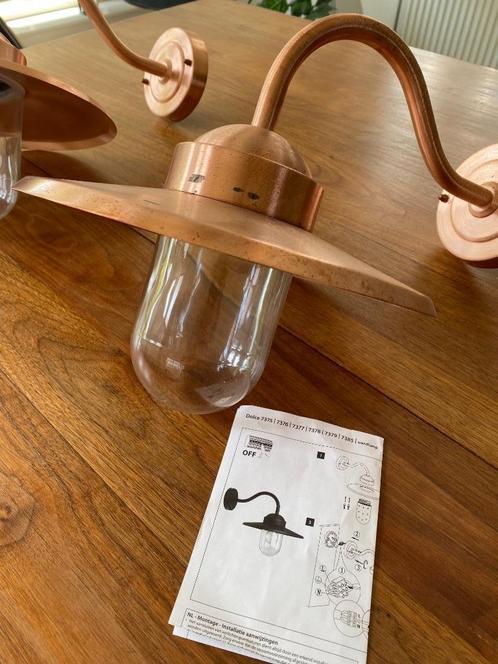 Retro stallamp koper, merk Nostalux, type Dolce, 2 stuks, Tuin en Terras, Buitenverlichting, Nieuw, Wandlamp, Overige materialen