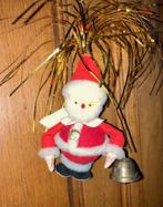 Oude tinsel kerstversiering; kerstmannetje met bel/klokje, Ophalen of Verzenden, Gebruikt