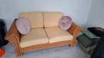 Tweepersoon vintage rotan bank jaren 70, Ophalen, Gebruikt, Riet of Rotan, Seventies