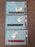 3D metalen zwart rood of chromen Turbo sticker 9,5 cm lang, Verzenden, Nieuw, Auto of Motor
