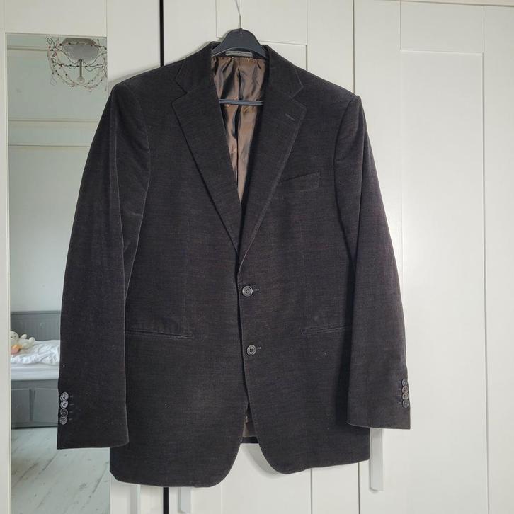 Salvatore Ferragamo corduroy colbert 54 bruin espresso brown, Kleding | Heren, Kostuums en Colberts, Zo goed als nieuw, Maat 52/54 (L)