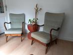 Klassiek paar elegante Deense "His and Hers" fauteuils, Ophalen, Hout, Gebruikt, 75 tot 100 cm
