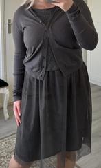 Steps donkergrijze cocktailjurk met kralen, mouwloos en vest, Maat 38/40 (M), Nieuw, Ophalen of Verzenden, Steps