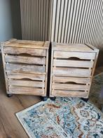 2x nachtkastje fruitkisten hout, Huis en Inrichting, Slaapkamer | Nachtkastjes, Ophalen, Gebruikt, Hout, Minder dan 45 cm