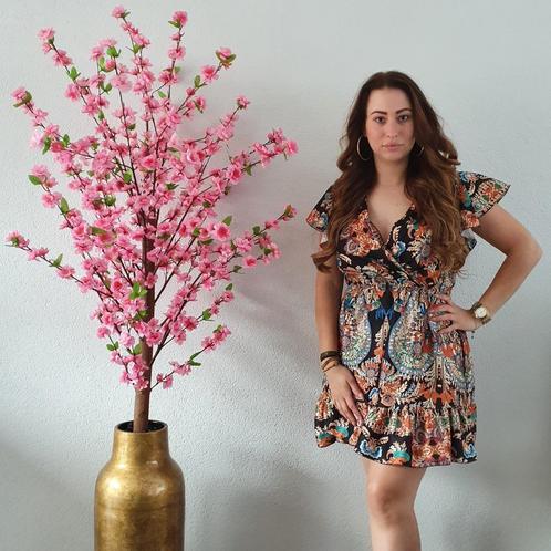Zwart Jurkje Bloemen-/Barokprint (One Size), Kleding | Dames, Jurken, Nieuw, Maat 36 (S), Zwart, Boven de knie, Verzenden