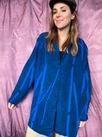 Vintage blouse / blazer - blauw - print - Jaren 90 - 48, Kleding | Dames, Blouses en Tunieken, Blauw, Maat 46/48 (XL) of groter