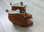 Piure Leren Enkellaarsjes Cognac Maat 37, Bruin, Lage of Enkellaarzen, Ophalen of Verzenden, Zo goed als nieuw