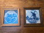 2 Mooie Delfts Blauwe Tegeltjes, in lijst, Ophalen of Verzenden