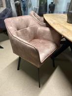 Vier Nieuwe luxe velvet suède eetkamerstoelen Taupe, Huis en Inrichting, Stoelen, Ophalen, Nieuw, Metaal, Vier