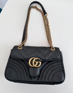 Gg marmont gucci bag schoudertas dames zwart crossbody bag, Verzenden, Zo goed als nieuw, Zwart, Schoudertasje