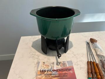 Merkloze Fondue set, groen in prima staat beschikbaar voor biedingen
