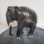 Ebbenhouten olifant echt antiek, Ophalen of Verzenden