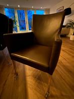 6 leren eetkamerstoelen Bert Plantagie, Ophalen, Gebruikt, Bruin, Leer