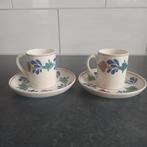 Boerenbont Mokkakopjes met schotel (prijs voor de 2 samen), Huis en Inrichting, Keuken | Servies, Ophalen of Verzenden, Zo goed als nieuw