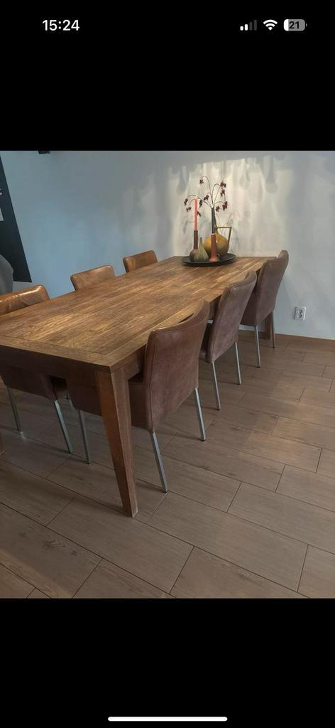 Leren Eetkamerstoelen - Set van 6, Huis en Inrichting, Stoelen, Gebruikt, Vijf, Zes of meer stoelen, Leer, Bruin, Ophalen of Verzenden