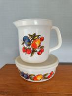 Vintage schaal en beslagkom van Emsa met fruitmotief, Verzamelen, Retro, Ophalen of Verzenden, Huis en Inrichting