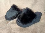 NIEUW Sloffen Sleehak met bontkraag zwart maat 38, Ophalen, Zwart, Nieuw, Pantoffels of Sloffen