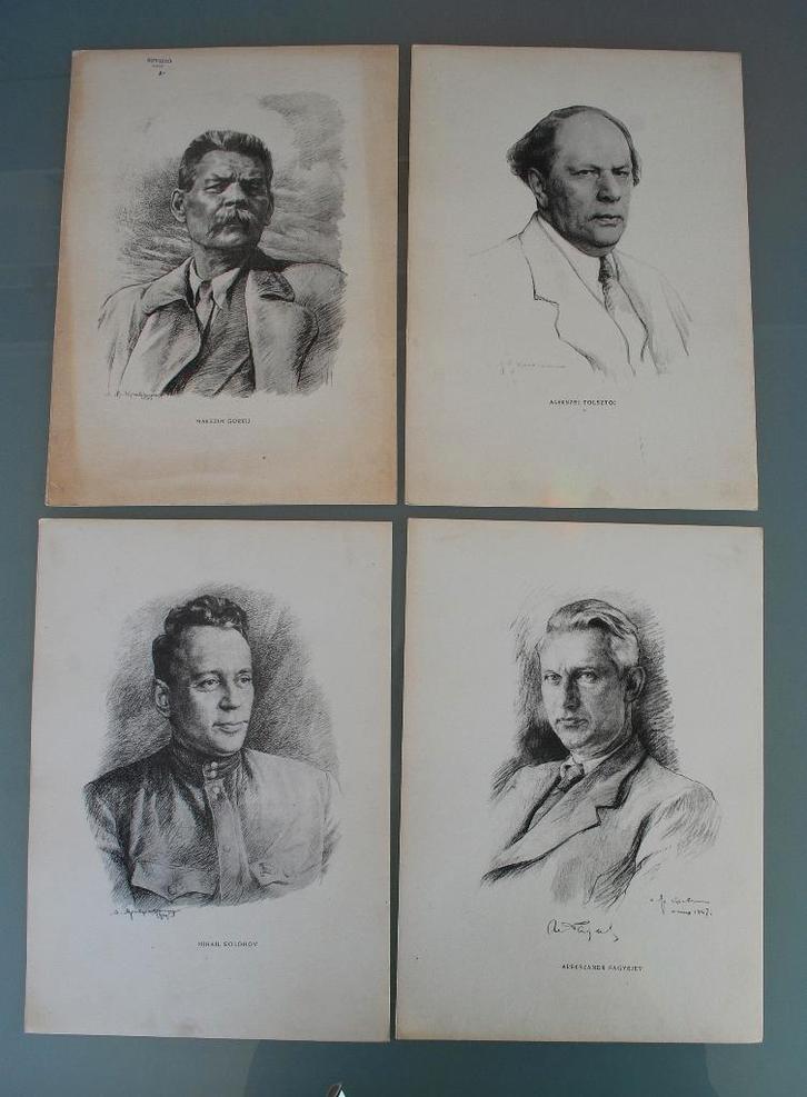 Postermap Grootheden uit de Sovjet Literatuur 70 cent Per st, Antiek en Kunst, Curiosa en Brocante, Verzenden