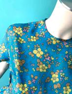 Vintage originele jaren 70 jurk blauw gebloemd maat 38, Maat 38/40 (M), Vintage, Knielengte, Gedragen