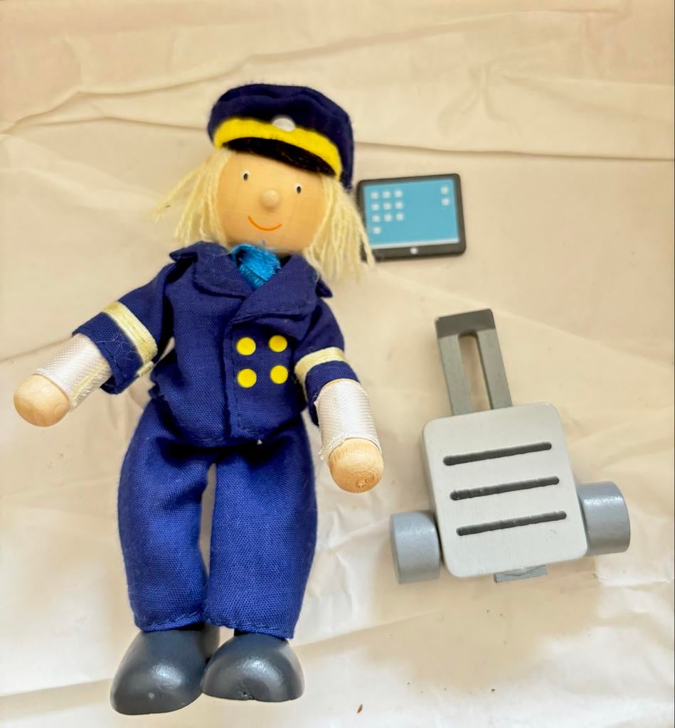 Houten Piloot Pop met Accessoires, Ophalen of Verzenden, Zo goed als nieuw, Overige typen