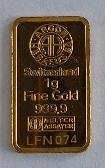 Baartje van 1 gram goud Argor voor 105 euro beschikbaar voor biedingen