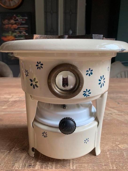 Petroleumstel met bloemetjes, Antiek en Kunst, Antiek | Emaille, Ophalen of Verzenden