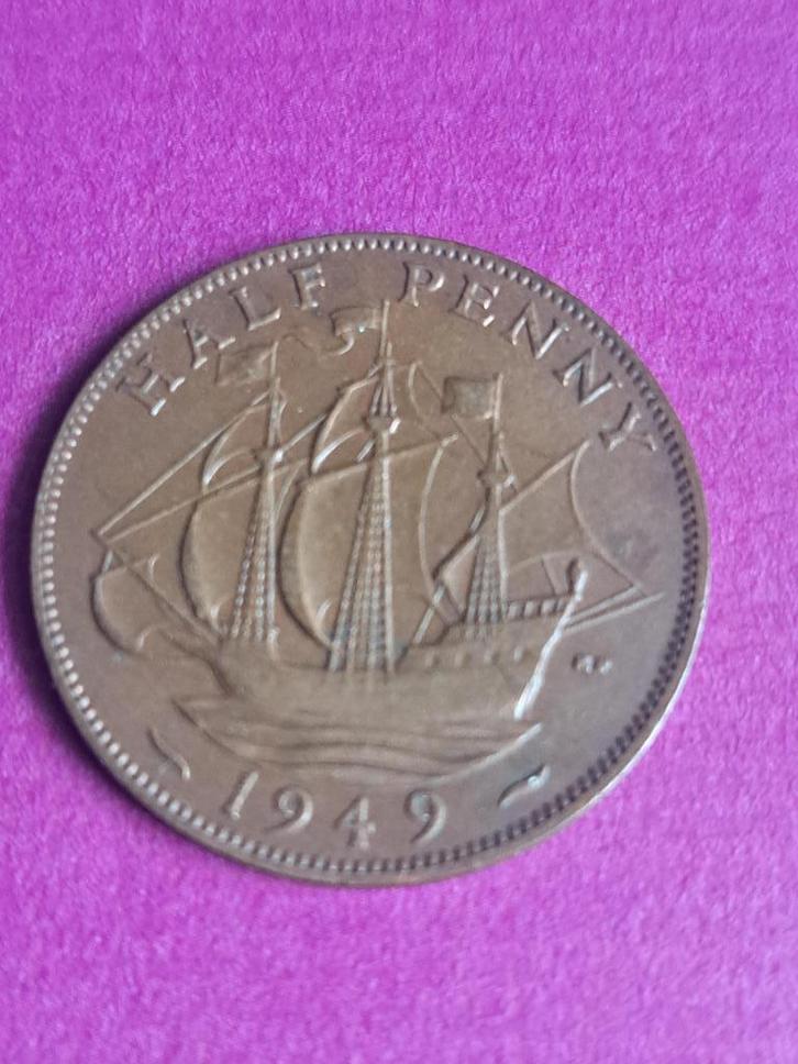 1949 Engeland half penny in brons George VI, Postzegels en Munten, Munten | Europa | Niet-Euromunten, Losse munt, Overige landen