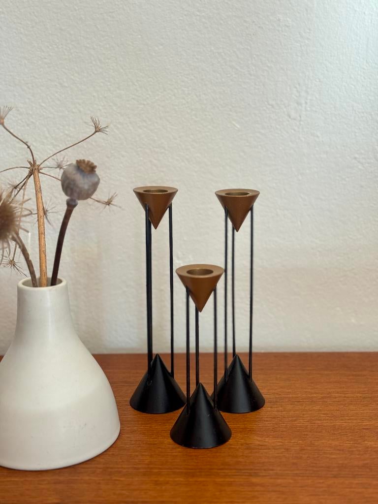 Set van kandelaars Markus Börgens Memphis stijl, Gebruikt, Ophalen of Verzenden, Nvt, Metaal