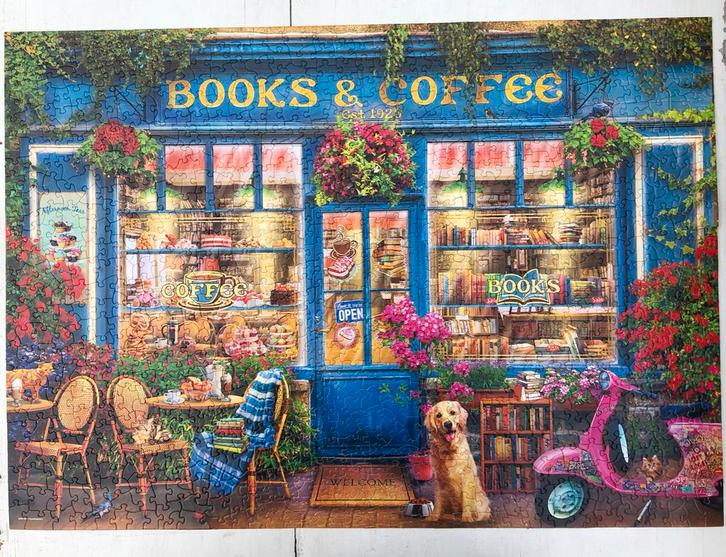 Puzzel Books & Coffee vintage Engels 1000 stukjes compleet, Hobby en Vrije tijd, Denksport en Puzzels, Zo goed als nieuw, Ophalen of Verzenden