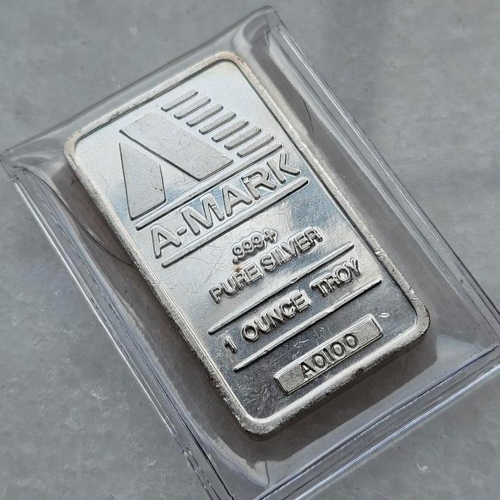 1 ounce A-mark nummer A 0100, Postzegels en Munten, Edelmetalen en Baren, Zilver, Ophalen of Verzenden