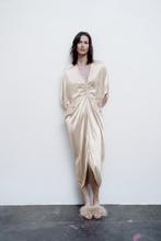 Dames Zara maxi jurk kaftan satijn silk zijde zilver XS S, Nieuw, Zara, Beige, Maat 34 (XS) of kleiner