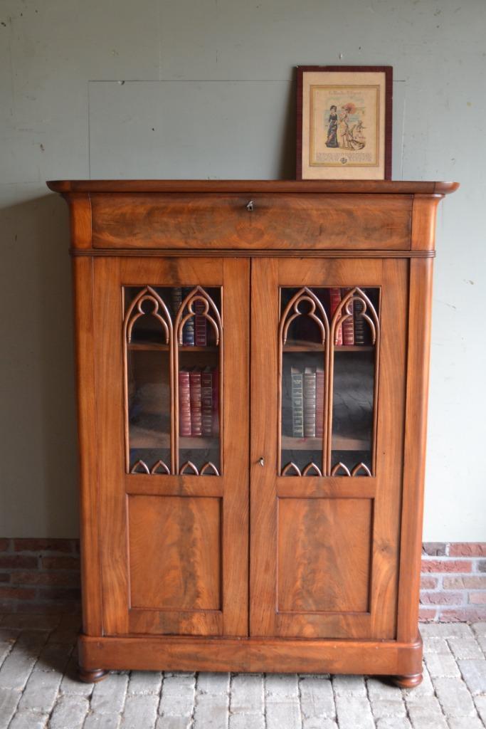 Prachtige antieke mahonie houten vitrinekast, boekenkast., Antiek en Kunst, Antiek | Meubels | Kasten, Verzenden