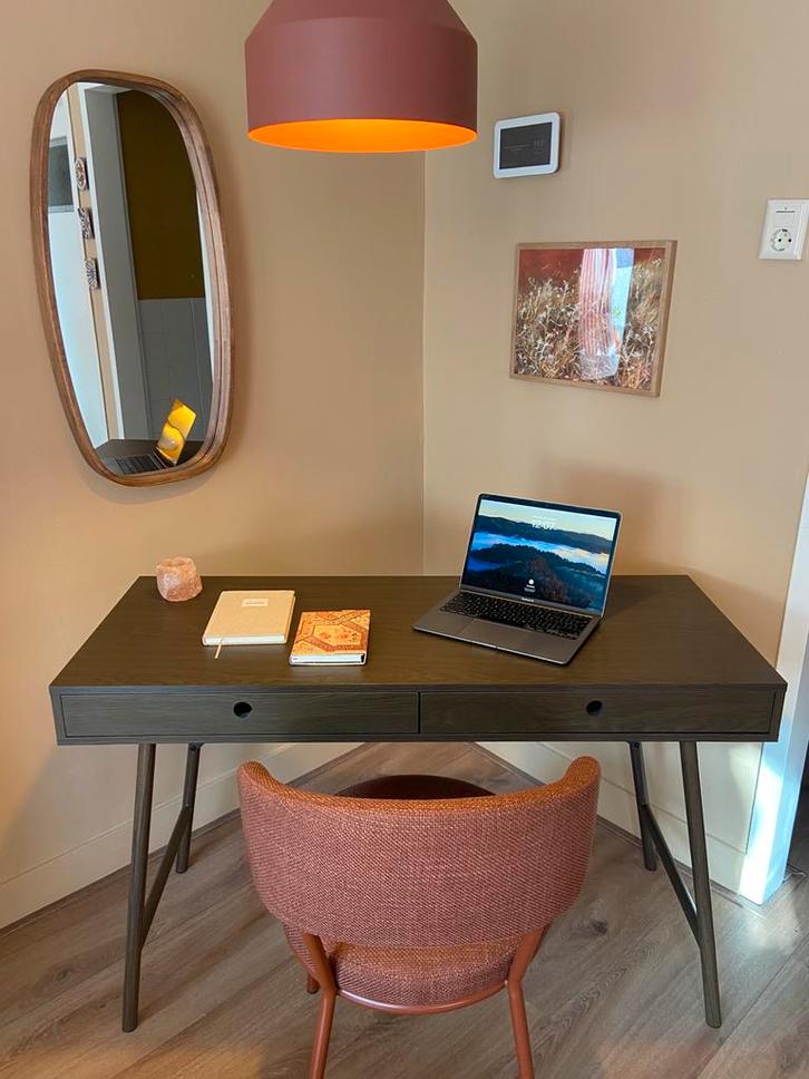 Bureau hout look donker eiken met lades NIEUW, Huis en Inrichting, Bureaus, Nieuw, Ophalen