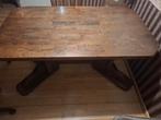 Oude massief houten tafel bruin, Ophalen, Gebruikt, 100 tot 150 cm, 50 tot 100 cm