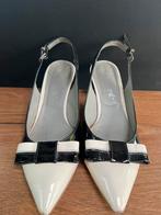 Maripe slingbacks zwart met witte leren pumps maat: 37, Maripe, Ophalen of Verzenden, Zo goed als nieuw, Zwart