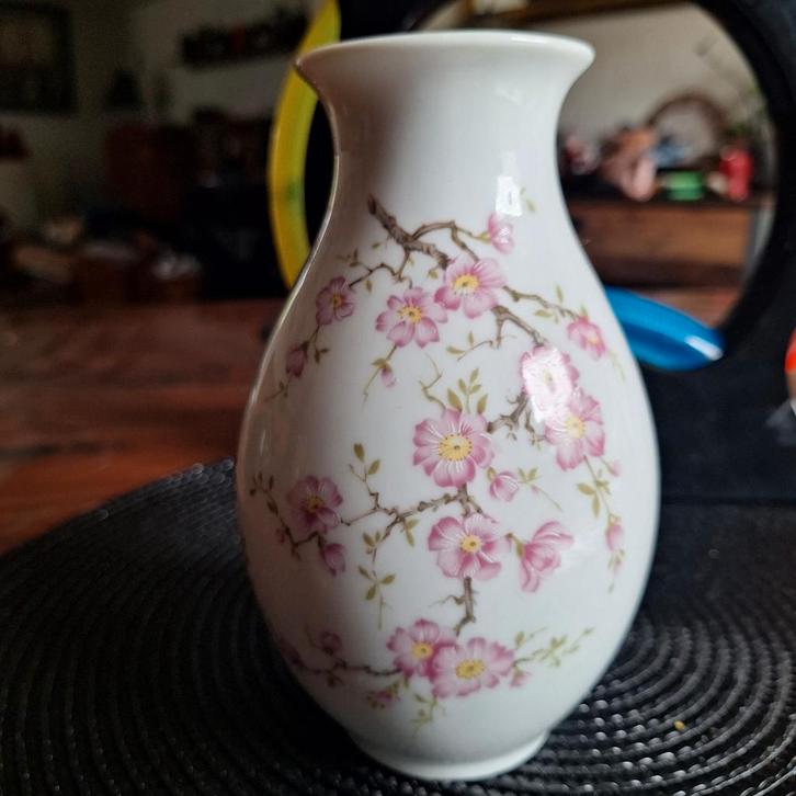 Elite Porzellan Vaas - Bloemenmotief, Huis en Inrichting, Woonaccessoires | Vazen, Zo goed als nieuw, Wit, Minder dan 50 cm, Aardewerk of Porselein