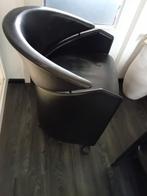 Zwarte leren design stoel - Italiaans, Huis en Inrichting, Stoelen, Ophalen of Verzenden, Zwart, Eén