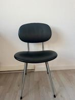 Eetkamerstoel van chroom en leer, Huis en Inrichting, Stoelen, Ophalen, Zwart, Leer, Zo goed als nieuw