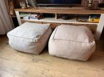 2 x grote poef zand kleur, Ophalen, Gebruikt, Landelijk, Stof
