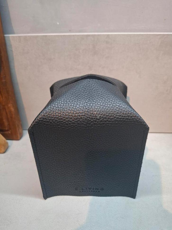 Zwart leren flexibele vierkante tissue box, Huis en Inrichting, Badkamer | Badtextiel en Accessoires, Zo goed als nieuw, Overige typen