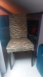 4 Stoelen: Tijgerprint & Bruin Leer, Huis en Inrichting, Stoelen, Ophalen