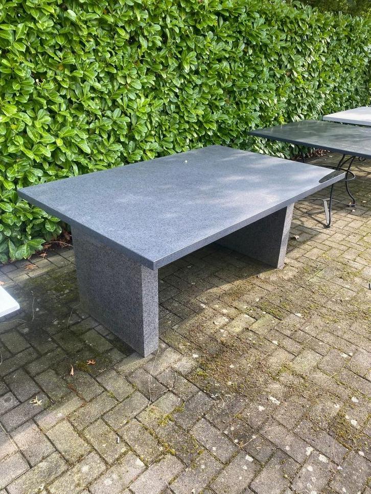 Granieten tuintafel – 170x120x74 cm, Tuin en Terras, Tuintafels, Zo goed als nieuw, Rechthoekig, Overige materialen, Ophalen