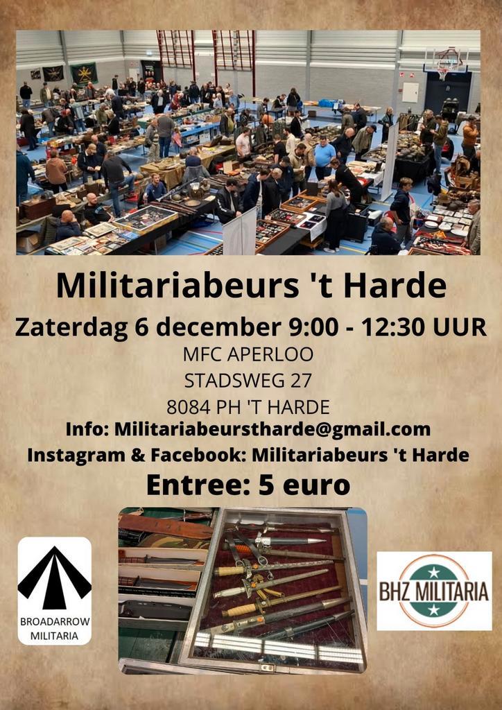 Militariabeurs t Harde  6 december, Verzamelen, Militaria | Tweede Wereldoorlog, Overige soorten, Nederland, Ophalen