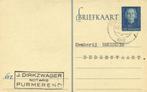 J. Dirkzwager, Notaris, Purmerend - 08.1952 - briefkaart, Ophalen of Verzenden, Briefkaart