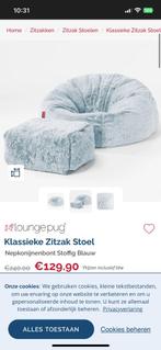 Licht blauwe zitzak met voeten steun, Huis en Inrichting, Zitzakken, Ophalen, Zo goed als nieuw, Blauw