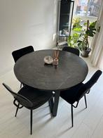 Eettafel marmer look met stoelen, Ophalen, Gebruikt, 50 tot 100 cm, 100 tot 150 cm